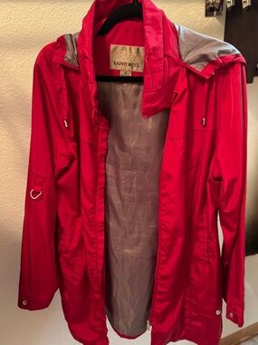 RAINFOREST Red Utility Rain Jacket with Hood